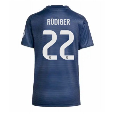 Maglie da calcio Real Madrid Antonio Rudiger #22 Seconda Maglia Femminile 2025-26 Manica Corta Maglie da calcio Real Madrid Antonio Rudiger #22 Seconda Maglia Femminile 2025-26 Manica Corta